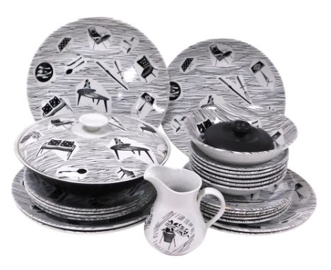 A group of Ridgway Home Maker pattern pottery, comprising a vegetable tureen and cover, three dinner, dessert and salad plate