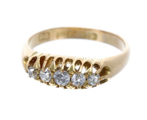 18ct five stone old-cut diamond ring, 0.35ct approx, Birmingham 1914, 3.6gm, ring size L