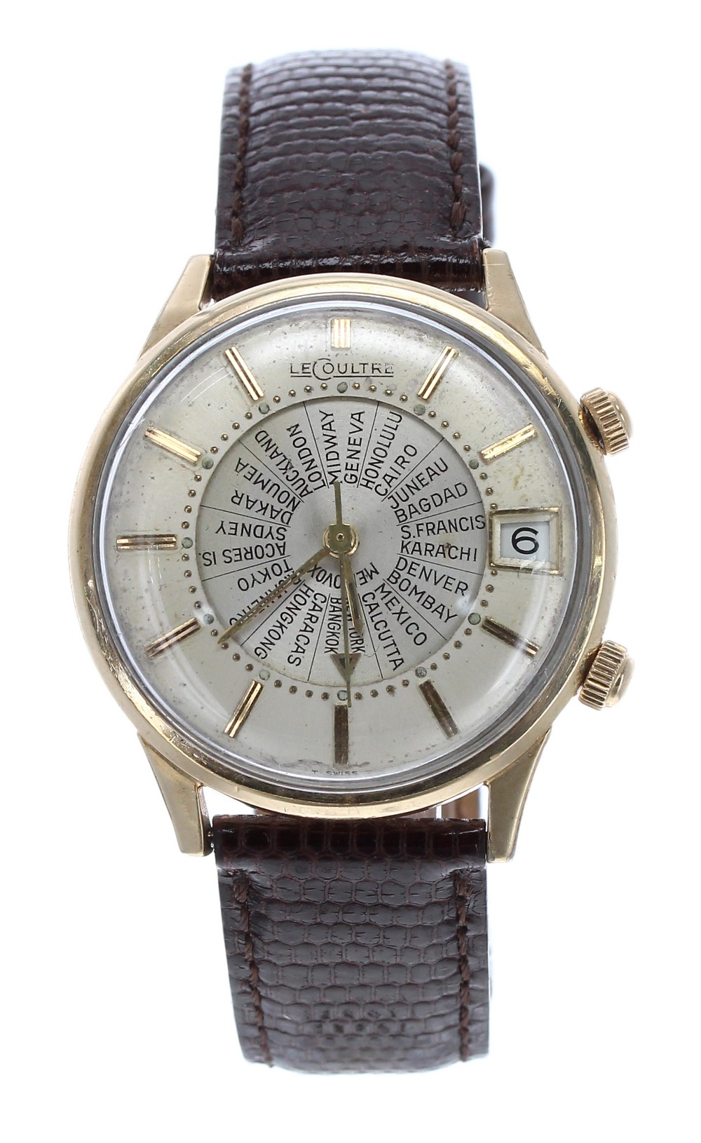 LeCoultre Memovox World Timer 10k gold filled gentleman's wristwatch