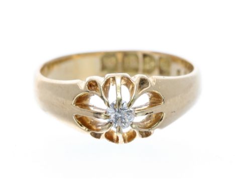 Edwardian 18ct claw set solitaire diamond ring, Chester 1903, round old-cut 0.15ct approx, 4.2gm, ring size N