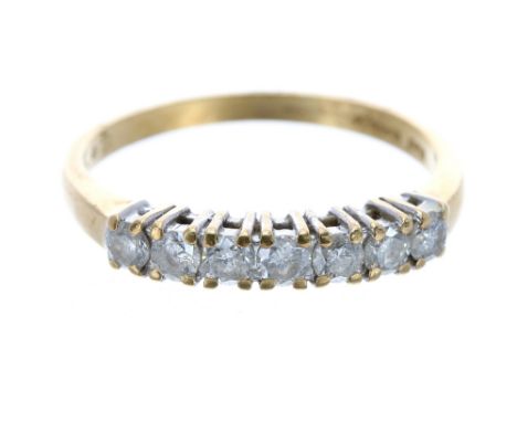 18ct and platinum seven stone diamond half eternity ring, round brilliant-cut, 0.49ct approx, band width 3.5mm, 2.7m, ring si