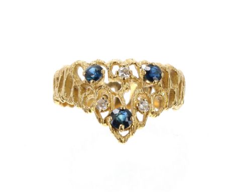 Watling of Laycock bespoke design 18ct sapphire and diamond set ring, 5.8gm, ring size Q **with box
