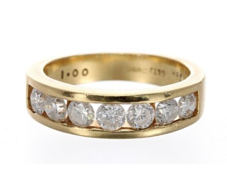 18k yellow gold diamond half hoop ring, with seven round brilliant-cuts, 0.50ct approx, clarity SI2-1, colour G-H, band width