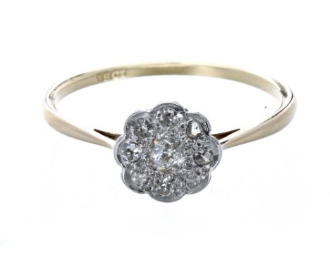 Antique 18ct diamond flower ring, 1.7gm, ring size Q