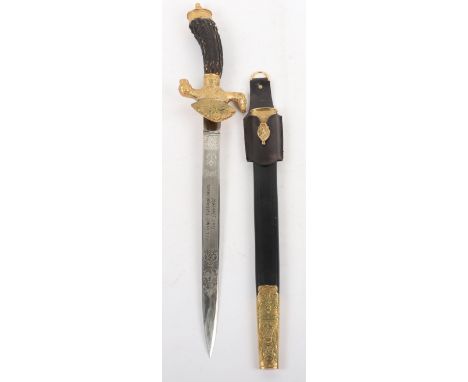 Deluxe Model Third Reich Hunting Association Cutlass / Dagger by Carl Eickhorn Solingen, impressive and large cutlass with ar