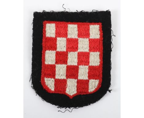WW2 Waffen-SS Croatian Foreign Volunteers Arm Badge, fine example of the embroidered red and white chequered cloth arm badge 