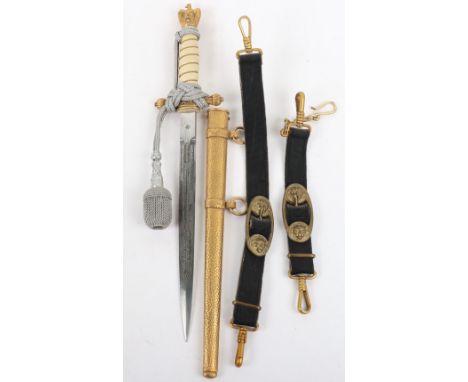 Kriegsmarine Officers Dress Dagger, deluxe model with hammered pattern scabbard. Dagger with white plastic grip and wire bind