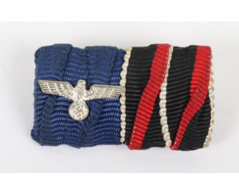 WW2 German Army Tunic Medal Ribbon Bar, being a two piece example with 1st October Entry into Czechoslovakia medal and Armed 