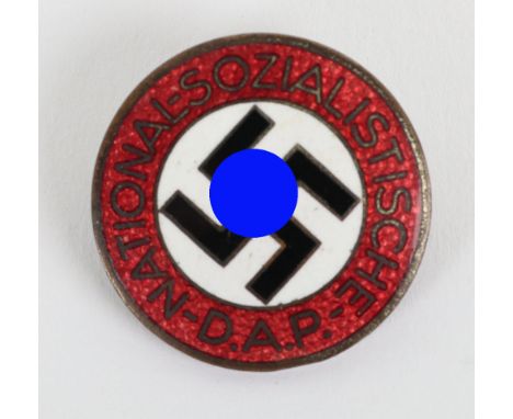 Third Reich NSDAP Party Badge by Gottlieb Friedrich Keck &amp; Sohn Pforzheim, fine example of a standard NSDAP enamel party 