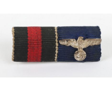 WW2 German Army Tunic Medal Ribbon Bar, being a two piece example with 1st October Entry into Czechoslovakia medal and Armed 