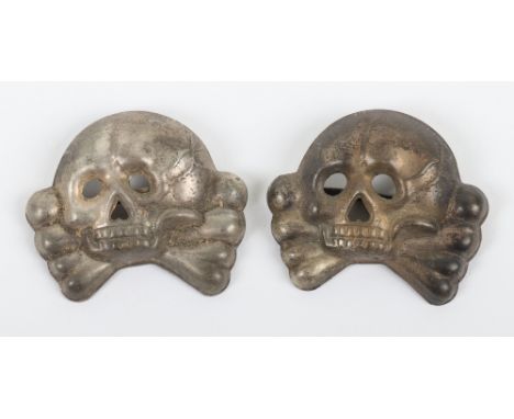 2x Early WW2 German Jawless Skull Cap Insignias, both with pin fittings to the reverse. Worn on the early SS kepi’s and also 