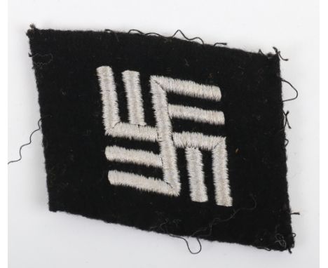 WW2 Waffen-SS Temporary Camp Guard Collar Tab, good un-issued example of the Dachau made collar tab for the division. Buckram