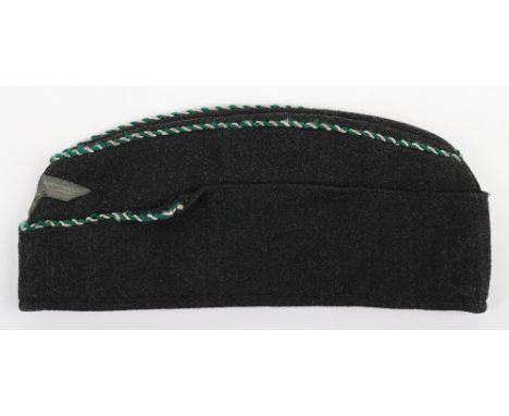 WW2 German Army Helferin (Female Helpers) Overseas / Side Cap, fine grey cloth overseas cap with white and green twist cord p
