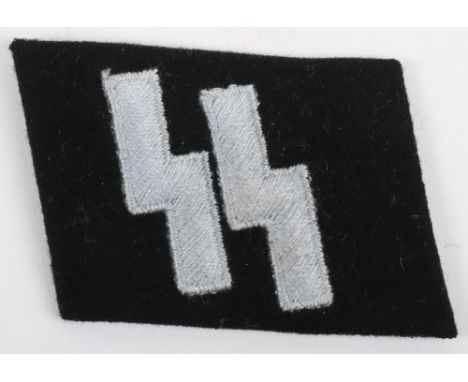 WW2 German Waffen-SS Other Ranks Collar Patch, mint un-issued example of an embroidered other ranks collar patch with SS rune