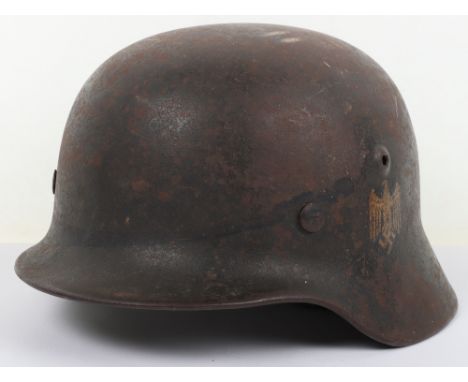 WW2 German Kriegsmarine M-40 Steel Combat Helmet, untouched example of a Kriegsmarine (Navy) single decal steel combat helmet