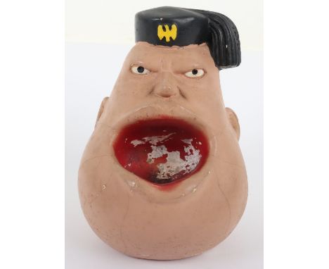 Allied WW2 Propaganda Benito Mussolini Caricature Ashtray, interesting painted plaster cartoon caricature figure of the Itali
