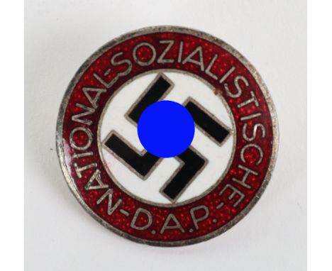 Third Reich NSDAP Party Badge by Foerster &amp; Barth Pforzheim, fine example of a standard NSDAP enamel party badge with pin