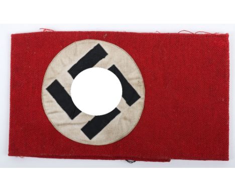 Third Reich NSDAP Armband, coarse red wool body armband with a multipiece swastika to the centre. Stitched to the reverse. Th