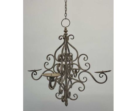 A contemporary decorative metal hanging chandelier, height 60cm.