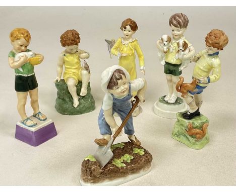 ROYAL WORCESTER; a collection of figures, some by F C Dougherty comprising Parakeet 3087, All Mine 3519, Saturday's Child Wor
