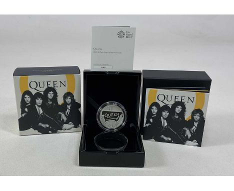 ROYAL MINT; Queen (Rock Band), a 2020 Two-Ounce Silver £5 Coin, limited edition no. 193 of 500, cased, with certificate of au