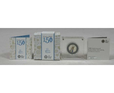 ROYAL MINT; a 2016 Beatrix Potter 150th Anniversary 'Peter Rabbit' 50p Silver Proof Coin, encapsulated, with certificate of a