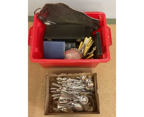 A quantity of silver plated cutlery and other items.