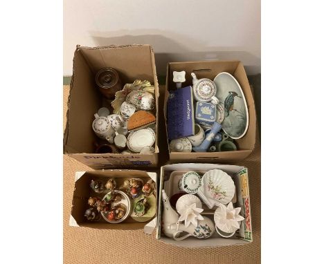 A quantity of ceramics including Portmeirion, Goebel figures, Wedgwood and other manufacturers.Condition Report: The Goebels 