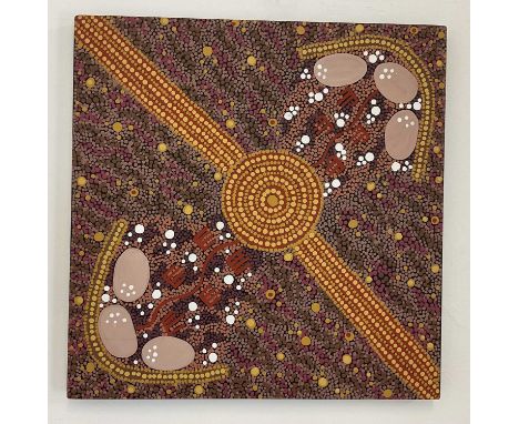 † JANET LONG NAKAMARRA (born circa 1960); acrylic on canvas, 'Wardarpi', Goanna Dreaming, signed, dated 1998 and extensively 