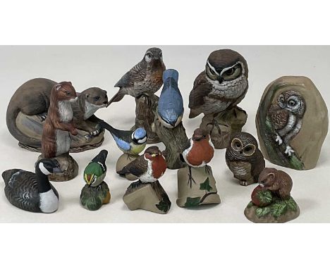 POOLE POTTERY; a collection of stoneware animals and birds designed by Barbara Linley-Adams to include little owl, impressed 