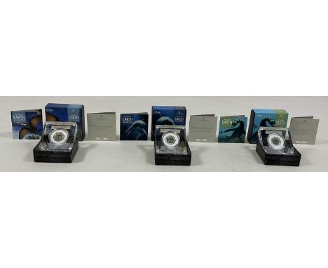 ROYAL MINT; three Tales of the Earth, The Mary Anning Collection, 50p Silver Proof Coins, comprising Temnodontosaurus, Plesio