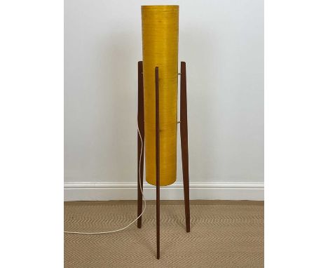 A mid 20th century rocket lamp with spun fibreglass orange shade, height 114cm.Condition Report: The shade is intact, the woo