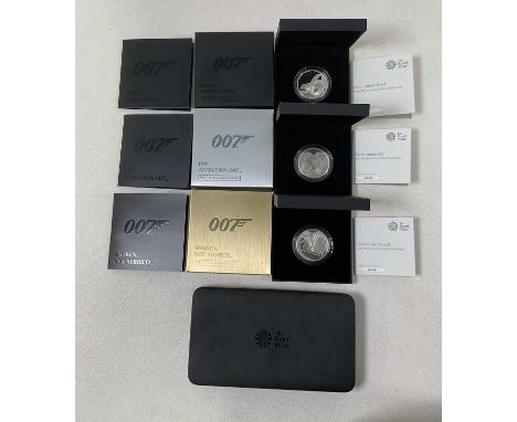 ROYAL MINT; Three James Bond £2 silver proof coins, comprising Bond, James Bond, Pay Attention 007 and Shaken, Not Stirred, e