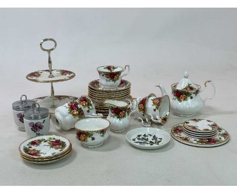 ROYAL ALBERT; a quantity of 'Old Country Roses' teaware including cake stand, five cups, six saucers, side plates etc (some s