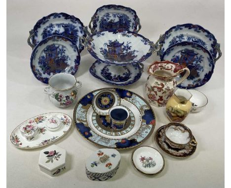 A quantity of ceramics including a 19th century part dessert service in Chinese style with items by Dresden, Royal Worcester,