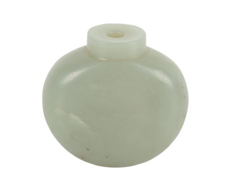 A CHINESE JADE SNUFF BOTTLEprobably 18th century, of restrained oval form, lacking lid, 5.5cm high
