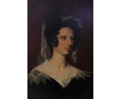 19th Century English School, c.1840, a portrait of Sarah Sturgess, oils on canvas, titled verso, period gilt gallery frame, 7