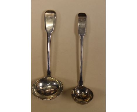 A George III Scottish provincial silver toddy ladle, William Hannay of Paisley c1814, together with a George III silver fiddl