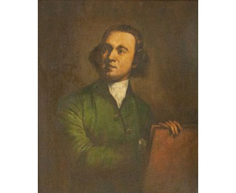 Follower of George Romney, a portrait of Thomas Barrow (1749-1778), oils on canvas, unsigned, titled verso, period gilt galle