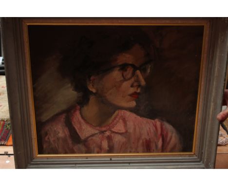 Simcock, Frank (British) (XX), 'Portrait of Artist's Wife', oils on board, signed verso, framed, 45cm by 55cm