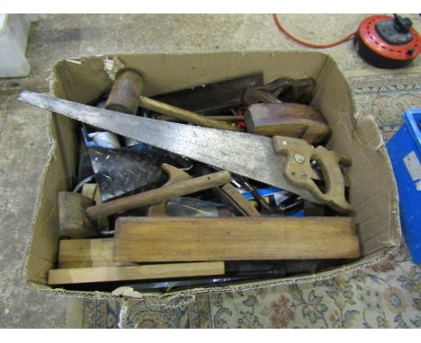 Box of tools to include wooden mallets and planes etc&nbsp;