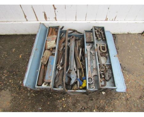 Metal toolbox full of tools to include spanners&nbsp;