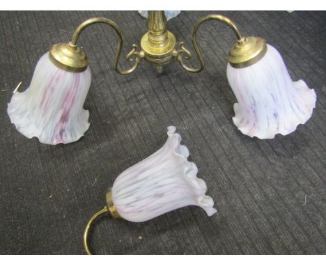 1980 hand blown glass shades ceiling light and matching wall light0 from Johns of Cambridge