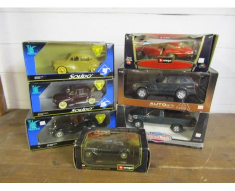 7 Boxed 1/18 scale diecast models to include Burago&nbsp;