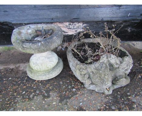 Concrete fox garden planter and bird bath&nbsp;