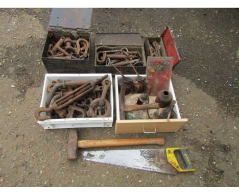 Large lot of tools and metalware to include lump hammer and oil cans etc&nbsp;