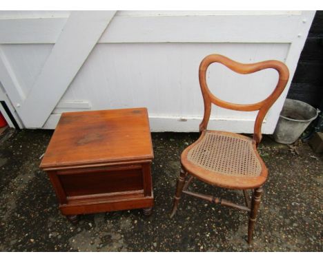 Chair with cane seat and commode&nbsp;