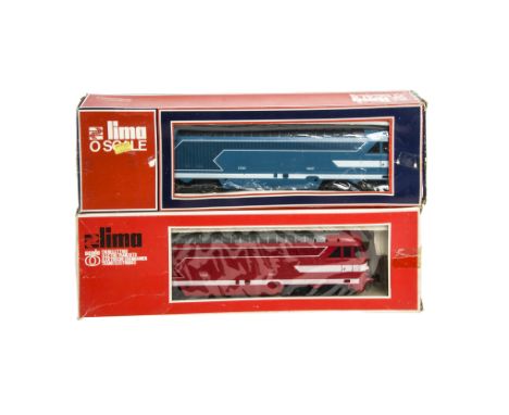 Two Lima O Gauge 2-rail SNCF Locomotives, both as no 67001, one in red and one in blue SNCF livery, both VG-E, boxes F-G (2) 