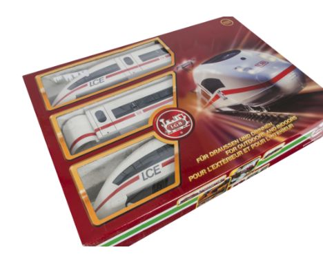 A LGB G Scale 3-car 'LCE' Streamlined Train Pack, in the German style, ref 70610, overall G, moderate playwear and a little g