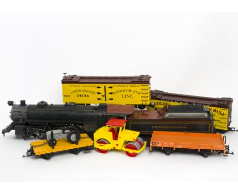 An Aristocraft G Scale American 4-6-2 Locomotive Tender and Assorted Rolling Stock,  the loco for 2-rail operation with sound